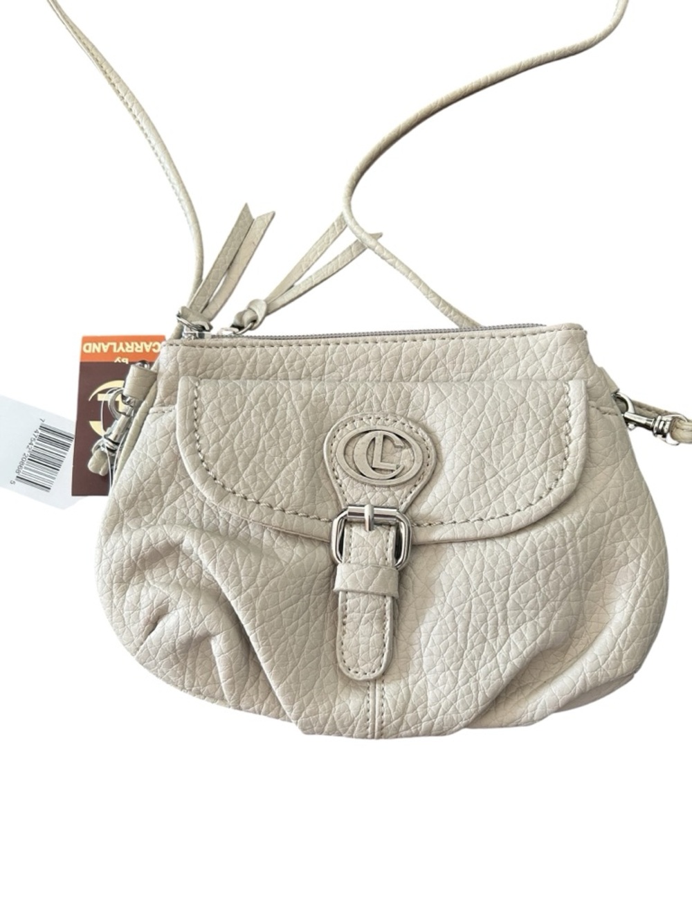 Carryland Roundabout Taupe Pebbled Multi-Pocket Crossbody Bag Vegan Leather NWT